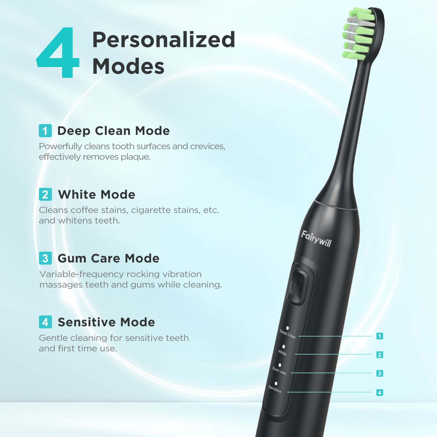 Fairywill 전기 음파 칫솔 FW-Y05 USB  - Teeth Whitening Naturally 리뷰 및 가격