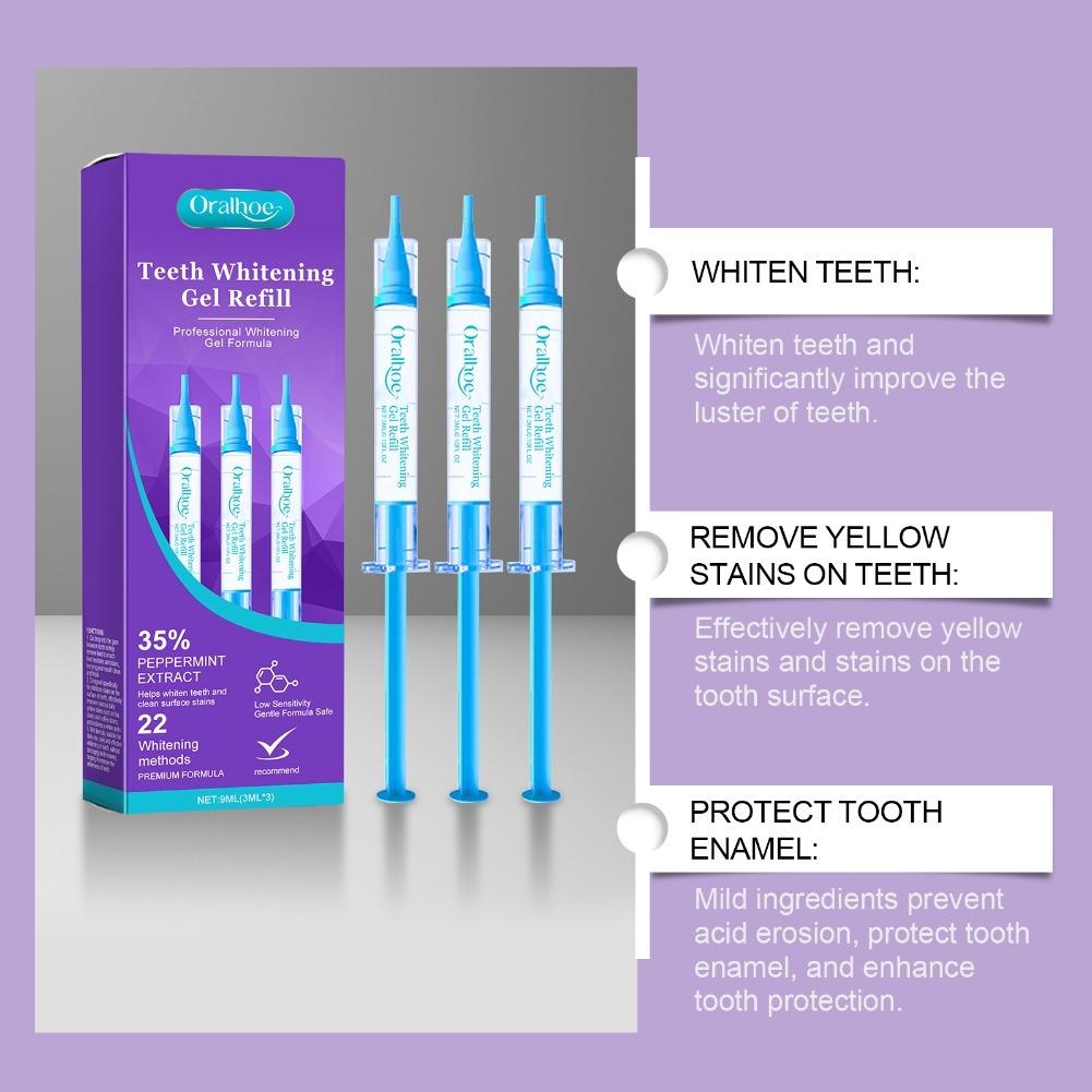페퍼민트 추출물 함유, 표면 얼룩 제거, 치아 미백 젤 - Teeth Whitening Gel Refills 리뷰 및 가격