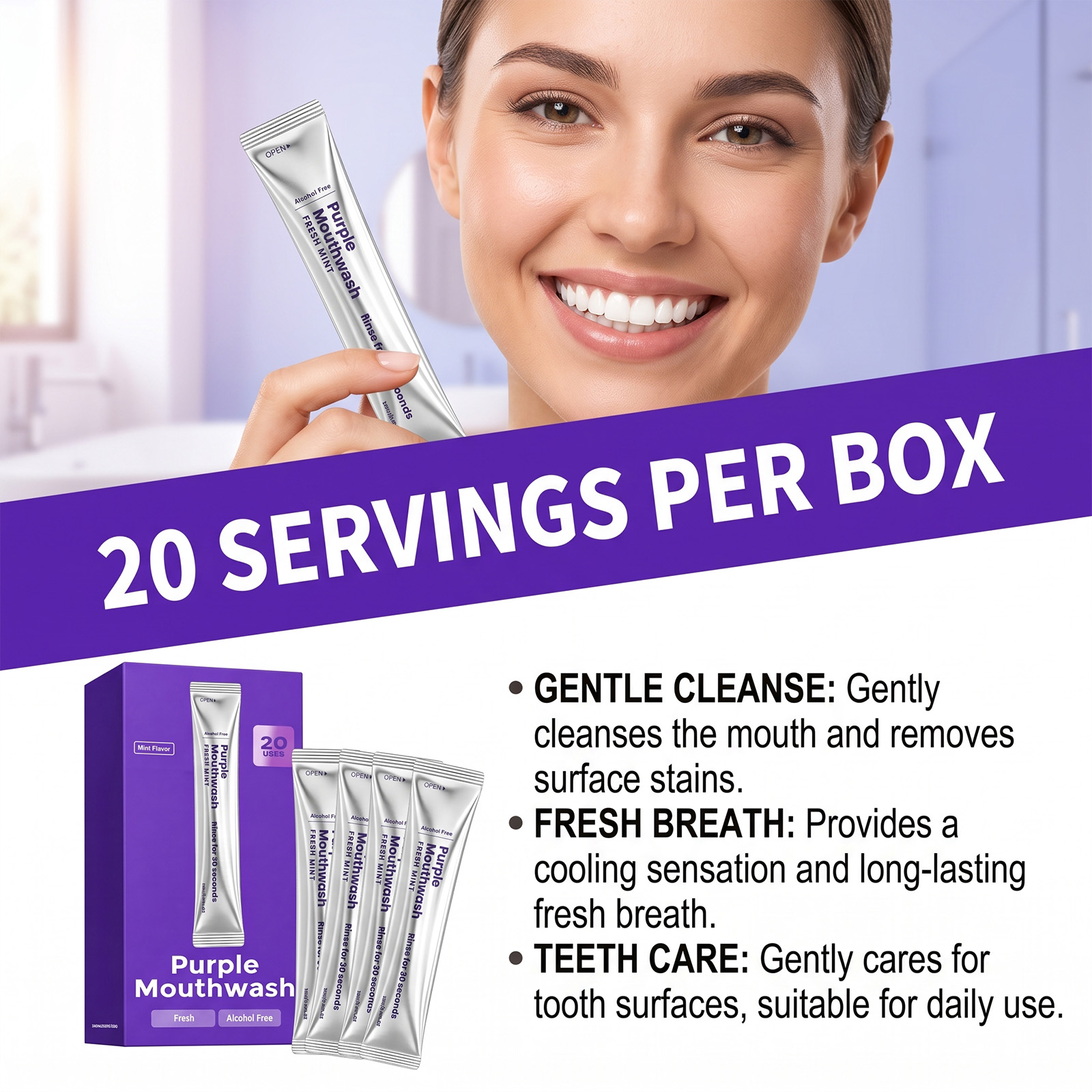 20팩 인스턴트 화이트닝 구강청결제 치아 색상 교정 구 - Teeth Whitening Naturally 리뷰 및 가격