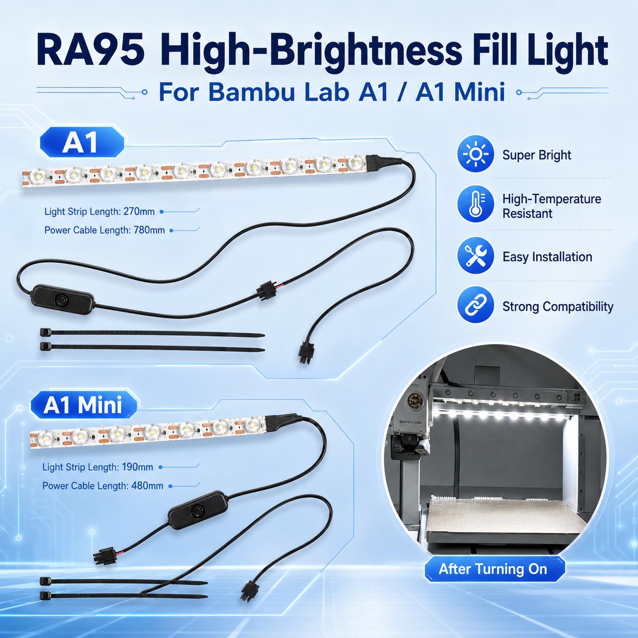 Bambu Lab A1/A1mini 업그레이드 LED  - Whitening Strip 3D 리뷰 및 가격