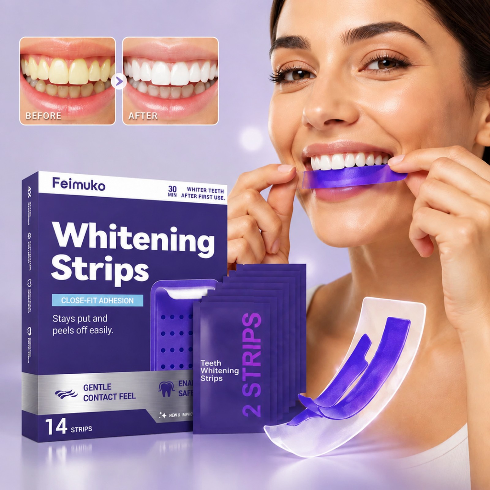 7개 프리미엄 퍼플 화이트닝 스트립 전문 치아 얼룩 제 - Teeth Whitening Gel Refills 리뷰 및 가격